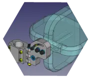 Modelo CAD de componente mecánico con ensamblajes